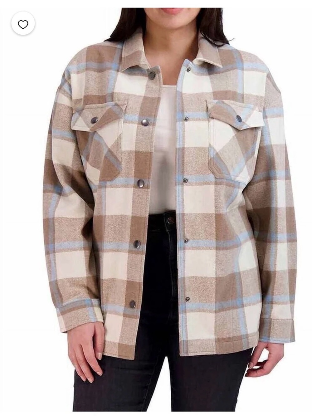 HFX Flannel Shirt Jacket Women's Plaid Neutral Relaxed Fit Warm Shell XXL